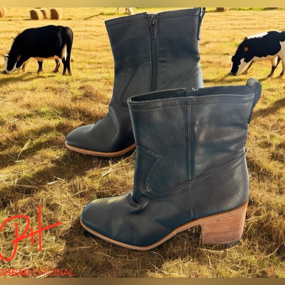 Zodiac 'lovie”' Black Leather Western Style Ankle Boots size 7.5 M - Picture 1 of 8